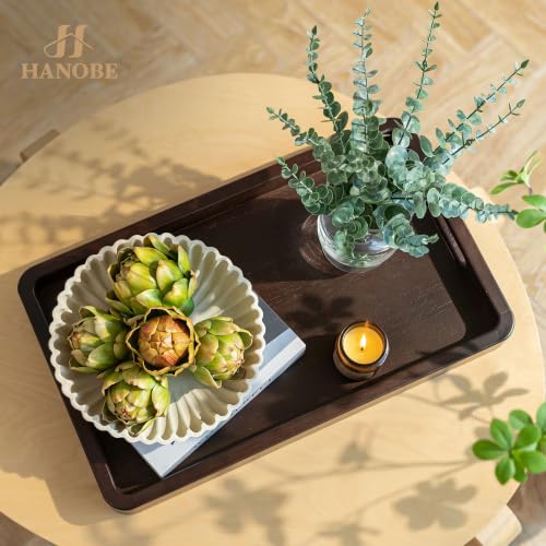 Hanobe 20" Large Wooden Ottoman Serving Trays for Coffee Table Decor