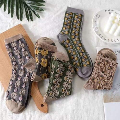 Lavish Lavender Argyle Frill Socks for Women, Dress Socks - color: 5pair-flower