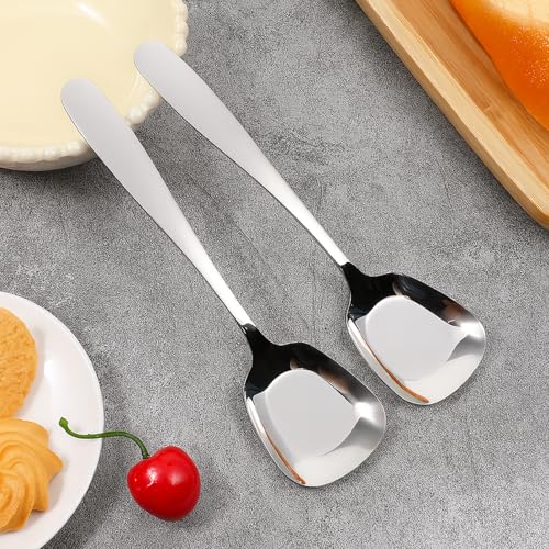 12 Pcs Square Head Soup Spoons, Premium Korean Spoon