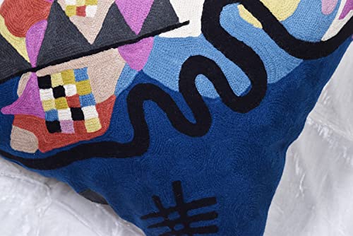 Wool Cotton Blend Abstract Flow Plush Pillow Cover - 18x18, Indoor and Outdoor - color: Blue