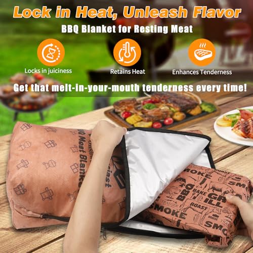 BBQ Blanket for Resting Meat - Meat Resting Bag of Washable Oxford Cloth - Insulated Brisket Resting Blanket for Turkey, Pork Shoulder & Beef - Gifts for Men, BBQ Lovers Gift (Mixed Colors, 21 in) - color: Mixed colors, size: 21 in