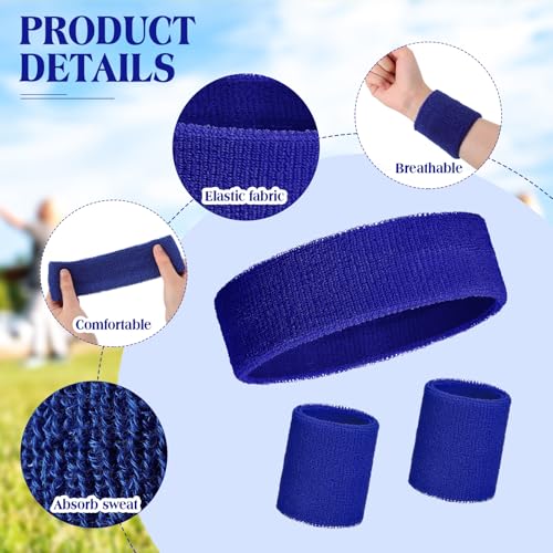 Sweatbands and Wristbands Set, Women, Men - color: Dark Blue