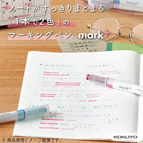 KOKUYO Pastel Highlighters, 2 Tone Chisel Tip Bible Markers in Assorted Colors, No Bleed Quick-Dry Art Marker for Journal, Planner, Notes. Japan Import (PM-MT100-5S) - color: Assorted