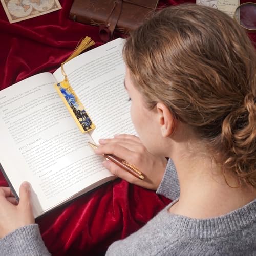 4 PCS Book Marks for Reading Women, Metal Van Gogh Bookmark - style: Oil-Painting Ruler