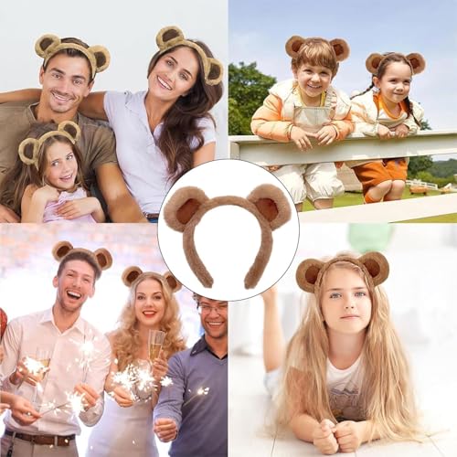 Bear Ears Cute Headband Fluffy Grizzly Hairband, Animal Ear Head Wear for Valentines Halloween Christmas Party - style: Bear Ears