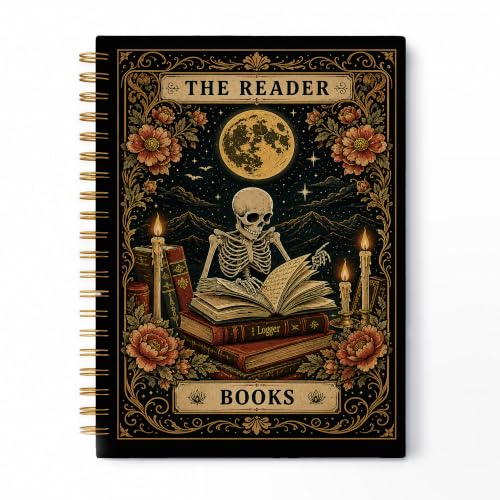Gothic Skeleton Book Reader Spiral Notebook 5.5x8.3 Inch - color: pattern-9