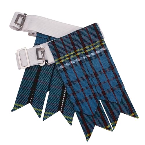 EZE Kilt Flashes for Men with Heavy Buckle Adjusters, Plain & Tartan Kilt Sock Flashes Acrylic Wool - color: Anderson
