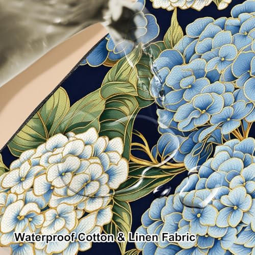 Boho Makeup Bag, Blue Hydrangea Floral Cosmetic Bag Makeup Organizer Pouch - color: Hydrangea