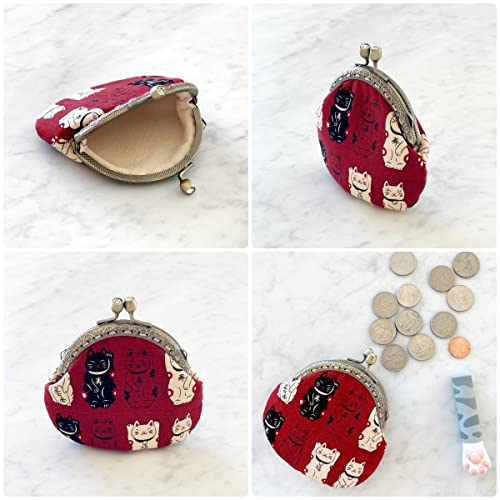 Wrapables Stylish Decorative Coin Purse, Clasp Wallet, Red Fortune Cat - color: Red Fortune Cat