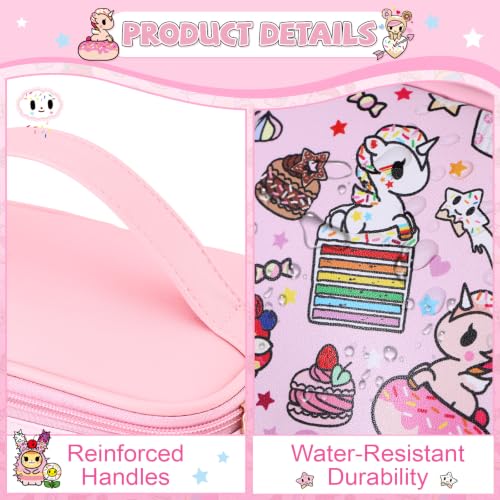 tokidoki Makeup Bag, PU Leather Cosmetic Organizer with Handleer - color: Delicious_Unicorni-A, size: A(9.4*5.1*5.5 inch)