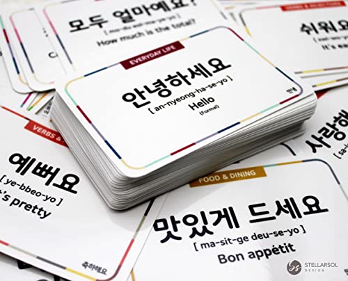 Korean Flashcards for Beginners – 120 Essential Dialogue Phrases & Words – Includes Hangul, Romanization, English, MP3 Audio, Gift Box - style: Gift Box