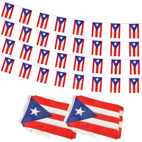 100 Feet Puerto Rico String Flag, 76 Pcs Puerto Rican Banner Flag, Small Mini World Banner Flags for Sports Events, Bars Decorations, School Festivals, Party Decorations, Celebrations (Puerto Rico) - color: Puerto Rico