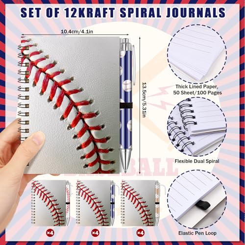 Resurhang Baseball Party Favors Gifts Bulk Baseball Spiral Notebook Pens - style: Baseball