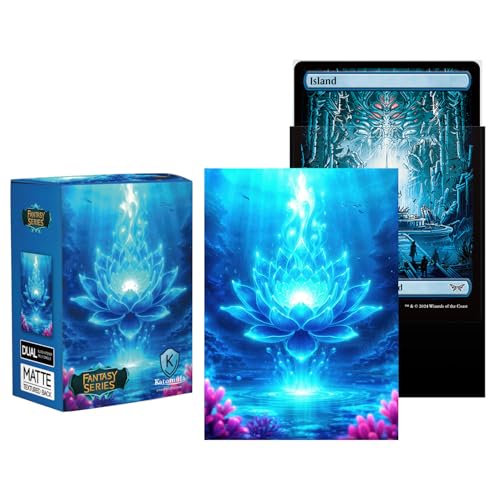 Katomula 100 MTG Card Sleeves with 100 Inner Sleeve, Textured Back Art Sleeves, Fit Standard Size Cards- Island Lotus - color: Island Lotus