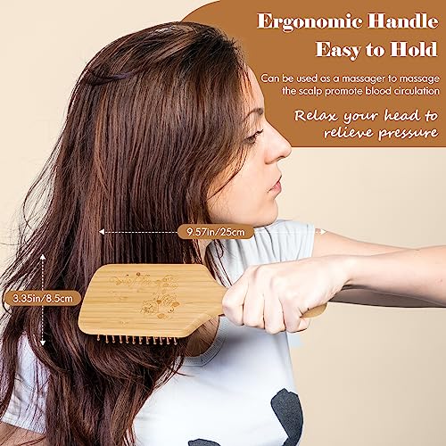 Sofmild Bamboo Hair Brush with Tail Comb, Purple Cushion Paddle Brush - color: Purple