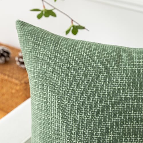 Kevin Textile Set of 2 Sage Green Pillow Covers 16 x 16 Inch Spring Farmhouse Boho Decorative Throw Pillow Covers Linen Cushion Covers for Sofa Couch Décor - color: Sage Green, size: 16" x 16" (Pack of 2)
