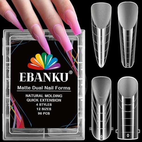 EBANKU 96PCS Clear Matte Dual Nail Forms Kit - color: 4 Shapes