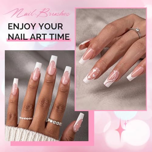 MelodySusie 4Pcs French Manicure with Rosewood Handles Nail Brush Set - color: Brown, size: #10, #12, #14, #16