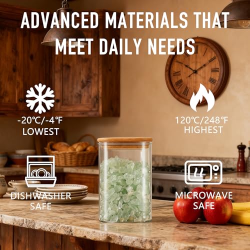 D2scrma 37oz/1.2Qt/1100ml Square Glass Storage Containers with Lids 6-Pack - size: 37oz*6