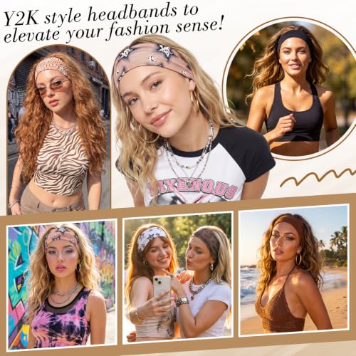 obeoby 8 Pack Leopard Headbands for Y2k Outfits,Trendy Hairbands - color: Leopard-print stars