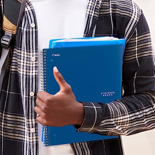 Five Star Spiral Notebook + Study App, 5 Subject, College Ruled Paper, 8-1/2" x 11", Fights Ink Bleed, Water Resistant Cover, Pacific Blue (73635), 200 Sheets (Pack of 2) - color: Blue, size: 1 Count (Pack of 2)