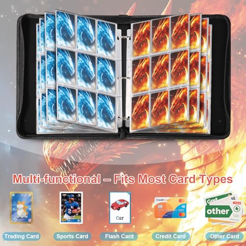 Fire & lce Dragon 9 Pocket Trading Card Binder Album Holds 900 Cards - color: Fire & Ice Dragon
