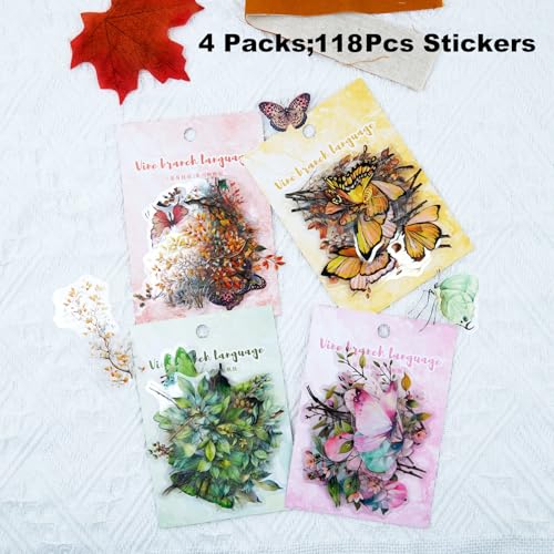 118 Pcs Botanical Stickers with Branches for Scrapbooking - color: Whispering Vines