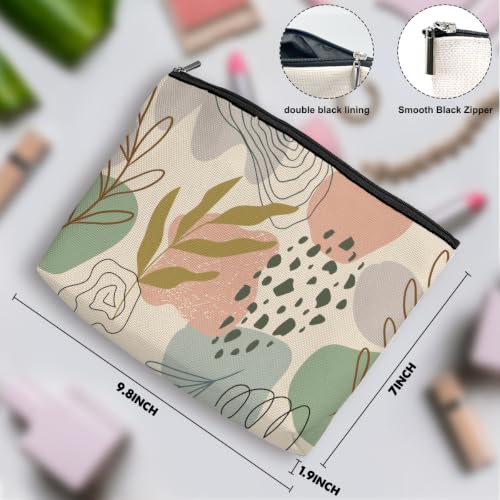 Boho Makeup Bag, Geometric Leaf Makeup Organizer Cosmetic Bags for Women - color: BohoLeaf02
