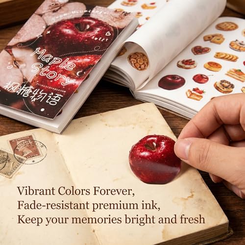 30-Sheet Foodie & Dreamcore Aesthetic Sticker Book - Maple Story Theme Die-Cut Decals with Shimmer, Tactile & Smooth Finishes for Journaling, Scrapbooking, Planners, Vision Boards & DIY Crafts - color: Syrup