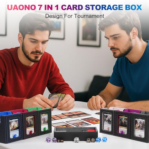 UAONO MTG Commander Deck Box, 6-Deck Modular TCG Deck Case with Dice Tray - color: Multicolour