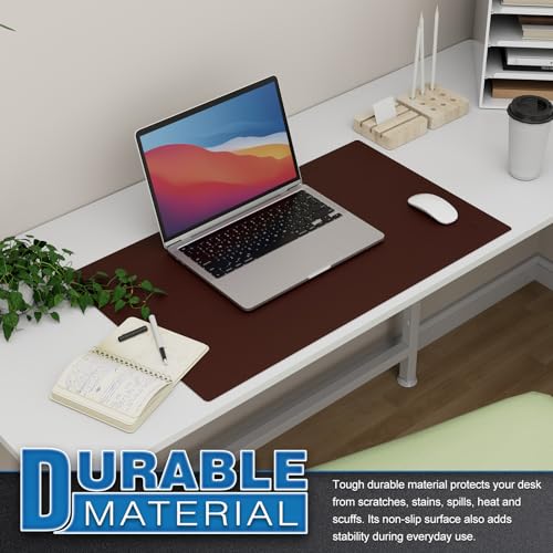 K KNODEL Small Office Desk Mat, Leather Mouse Pad (23.6"x13.8", Dark Brown) - color: Dark Brown, size: 23.6" x 13.8"