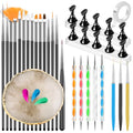YOOVR 27-In-1 Nail Art Tools with Nail Stand Holder for Press on Painting - color: Black