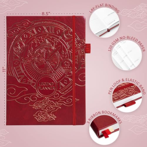 Legend Planner Undated, Weekly & Daily Goal Journal, A4 Wine Red Gold - color: Wine Red Gold (Undated), size: A4 (8.2'' x 11'')