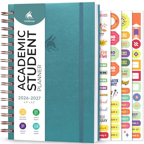 Clever Fox Academic Student Planner 2026-2027, School, College Aquamarine - color: Aquamarine
