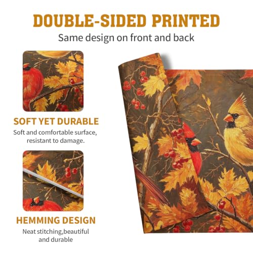 Maple Leaf Birds Fall Placemats Set of 4 Rustic Autumn Colored Maple Forest Tree Place Mat Seasonal Thanksgiving Harvest Table Mats for Party Kitchen Dining Outdoor Indoor Decor - color: Fall Birds