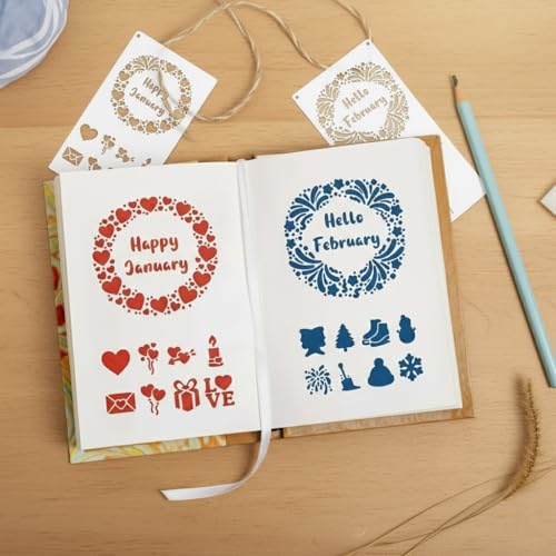 20pcs Journal Stencils Set 4 * 7 Inch Reusable Plastic Templates Planner Stencils Paint Template Bullet Journaling Supplies for Daily Planner Weekly Schedule Habit Tracker Note