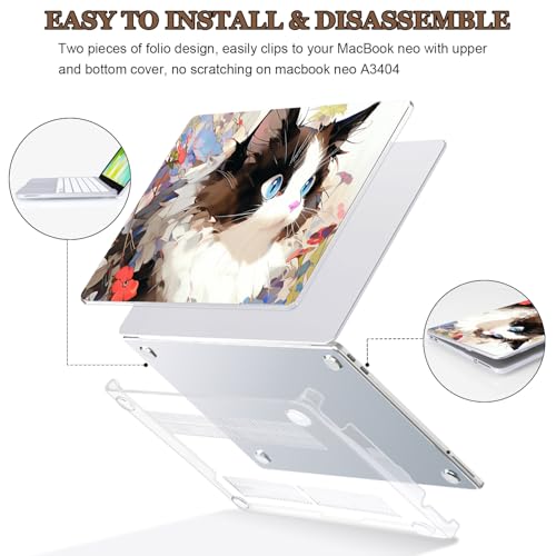 Cute Cat Pattern Case for 2026 MacBook Neo 13 Inch A18 Pro A3404 - color: Cat