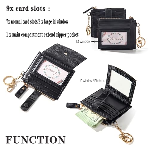Keychain Wallet Wristlet Small Credit Card Holder Bracelet Key Chain Purse Bangle Tassel Beads Key Rings for Women - color: 04-rfid Black Velvet