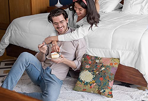 WAZHIJIA Oriental Floral Throw Pillow Cover Chinoiserie Couch Outdoor Pillow Pillow Case Japanese Flower Sofa Pillowcase 18 X 18 Inch - size: 18" x 18" (Pack of 1)