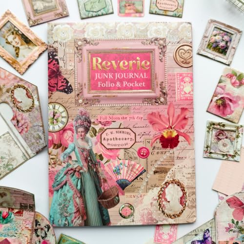 ZHIJIANHZ Junk Journal Kit Pink Romantic Ephemera Set for Scrapbooking - color: Reverie_Romance