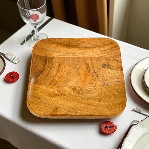 Serving Bowl for Home, Kitchen, Fruits, Salads, Chips, Dip/Multipurpose/Hand Made/Natural Mango Wood/Natural Wood (Square (Set of 3)) - style: Square (Set of 3)