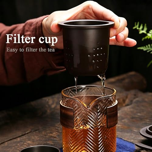 Travel Chinese Kung Fu Ceramic Teapot Portable Handmade , Teapot Teacups All in One Gift Bag for Adults (purple clay tea sets 3) - size: Purple Clay Tea Sets 3