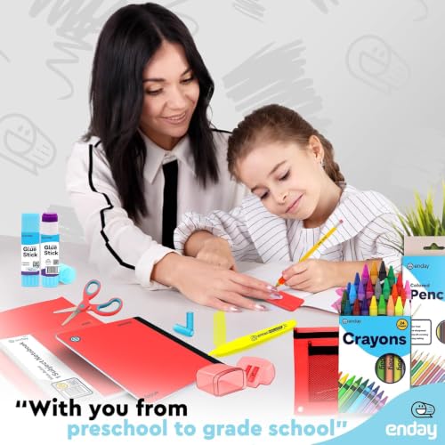 Enday Back to School Supplies for Kids, School Supply Box Grades K-5 (Red, 24 Kits) - color: Red, size: 24 Kits