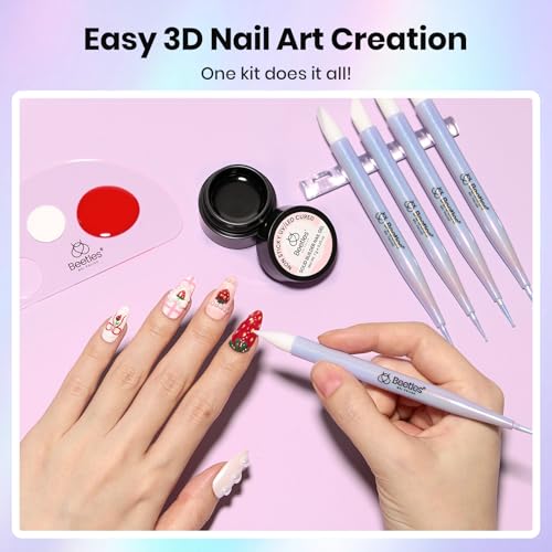 Beetles 5PCS Nail Art Dotting Tools 3D Nail Gel Set, Dual-Headed Nail Art - color: E-Purple-5