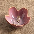 Floral Ceramic Jewelry Tray, 3.5" Ring Holder Trinket Bowl - color: purple