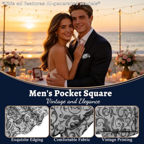 Handkerchiefs for Men with Holder Vantige Pocket Squares for Men - color: Light Gray