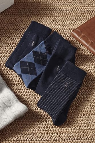 POLO RALPH LAUREN Men's Assorted Pattern Dress Crew Socks (4-Pack) - color: Black