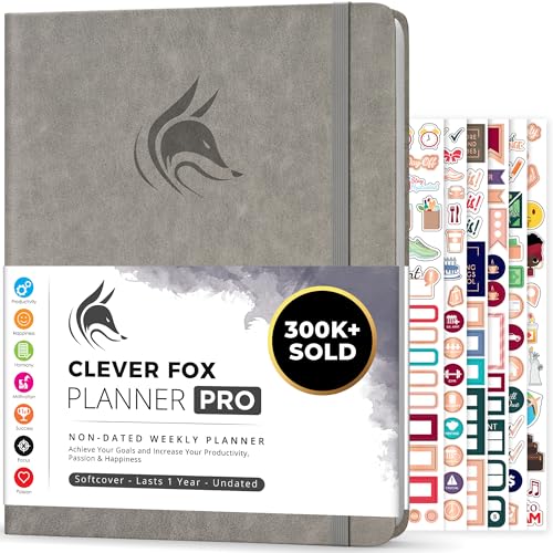 Clever Fox Planner PRO, Undated Weekly Planner, 8.5x11 Grey - color: Gray (Undated), size: A4 (8.5" x 11") Standard Version
