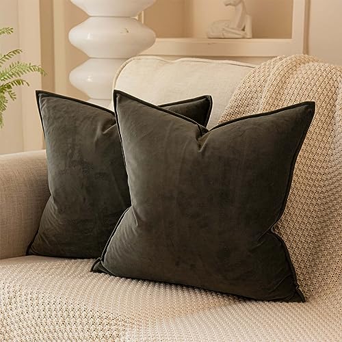 JUSPURBET Velvet Throw Pillow Covers 14x14 Set of 2 for Couch Sofa Bed,Ash - color: Ash, size: 14" x 14" (Pack of 2)