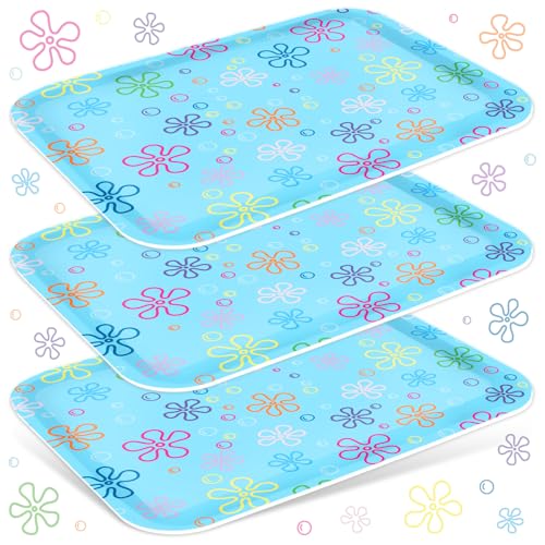 JarThenaAMCS 3Pcs Cartoon Sponge Serving Trays Under the Sea Flower Bubble Reusable Serving Dishes Melamine Platter Party Decoration for Ocean Birthday Party Sharing Snacks Fruit Dessert, 13 x 10 Inch - style: Cartoon Sponge